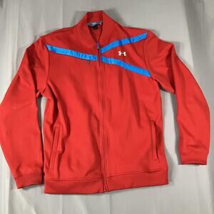 Under‎ Armour Jacket Mens XL Red Blue Full Zip Track Fleece Lined 1243201